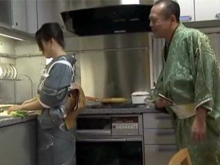 Fucking Father-in-law's Desire Drives Him Wild in Son's Wife Kitchen